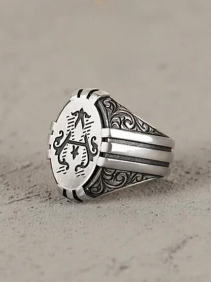 Monogram Claw Ring – Custom Engraving 925 Silver | Men's Ring