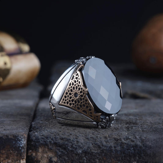 Ring aus 925er Sterlingsilber mit Zirkonia: Seldschukisch-osmanischer Stil