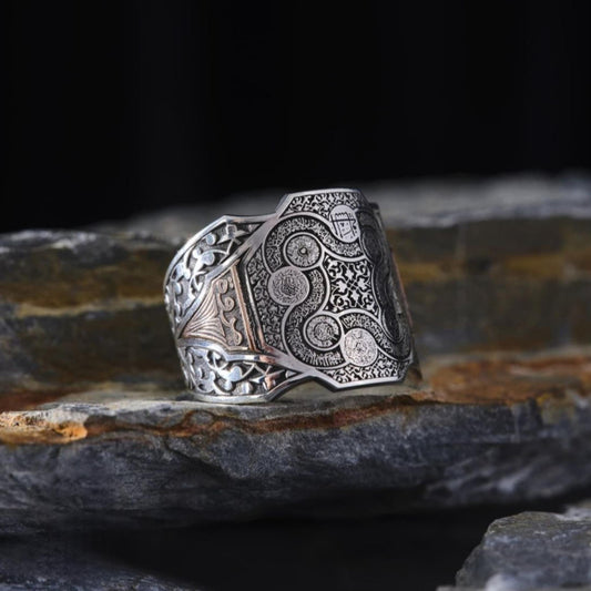 Ayat al-Kursi & Seal of Solomon Ring – 925 Silver