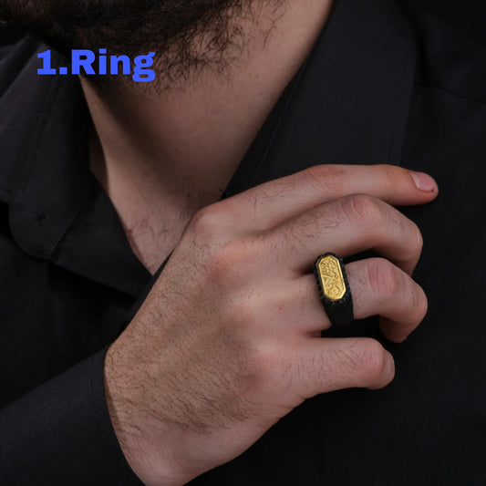 Tree bark engraved ring – view 2