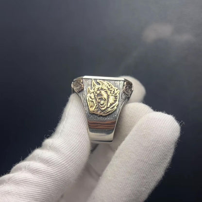 Sterling Silver Wolf Claw Ring & Medallion Set - Gokturk Script Heritage Jewelry