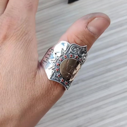 Seljuk double-headed eagle zihgir archer ring with red zircon – view 2