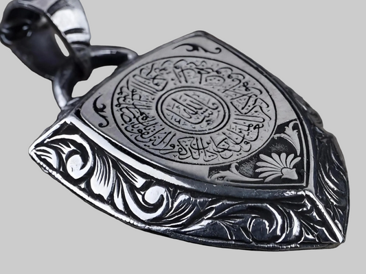 Evil Eye Necklace 925 Silver Triangle Arabic Calligraphy Handmade