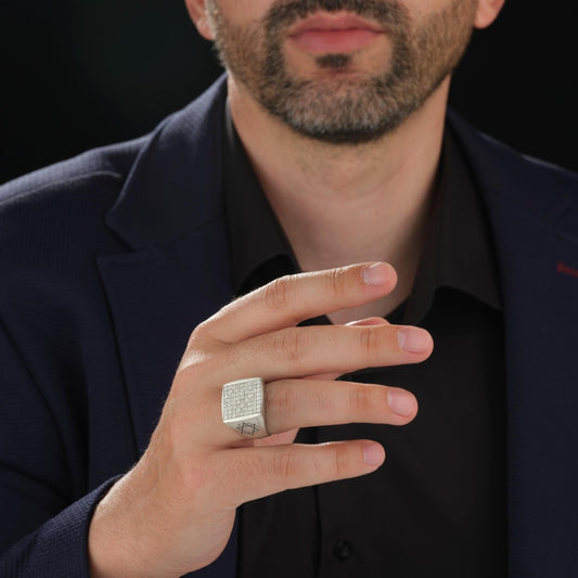 Handgefertigter Silberring mit dem Siegel Salomos: Islamischer Talisman-Schmuck, Vefk-Designband
