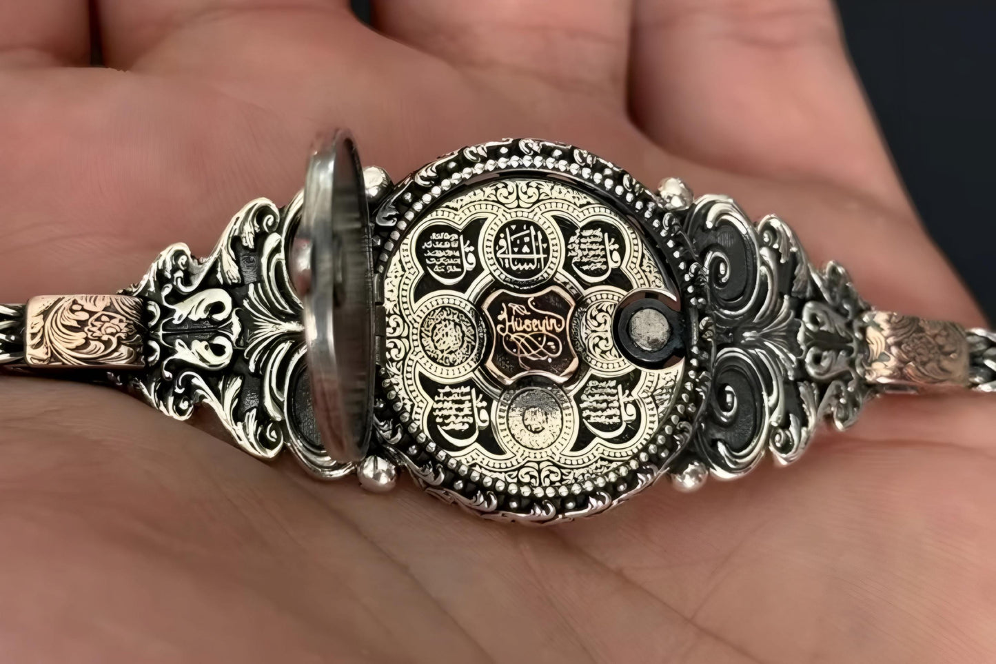 Islamic Verse Bracelet 925 Silver Capped King Chain Handmade Men