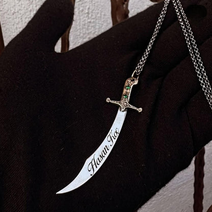 Zulfiqar Sword Necklace – Personalized Islamic Pendant | 925 Silver