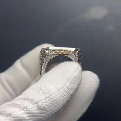 Sterling Silver Wolf Claw Ring & Medallion Set - Gokturk Script Heritage Jewelry