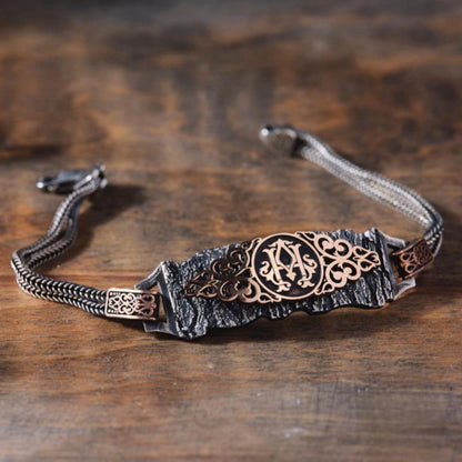 Tree bark texture initial bracelet – view 2
