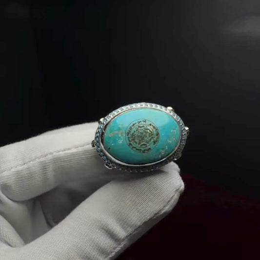 Turquoise & Seal of Solomon Ring – Personalized | 925 Silver