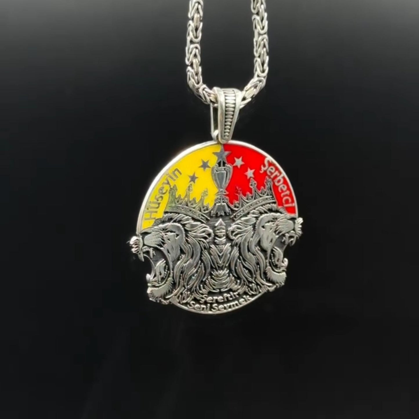 Lion Crown Necklace 925 Silver Custom Name King Chain Handmade
