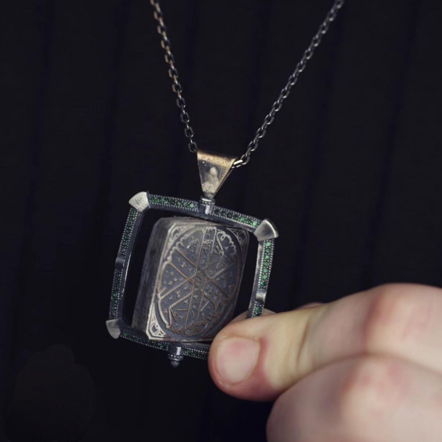 Khatmir Prayer Necklace 925 Silver Rotating Pendant Islamic