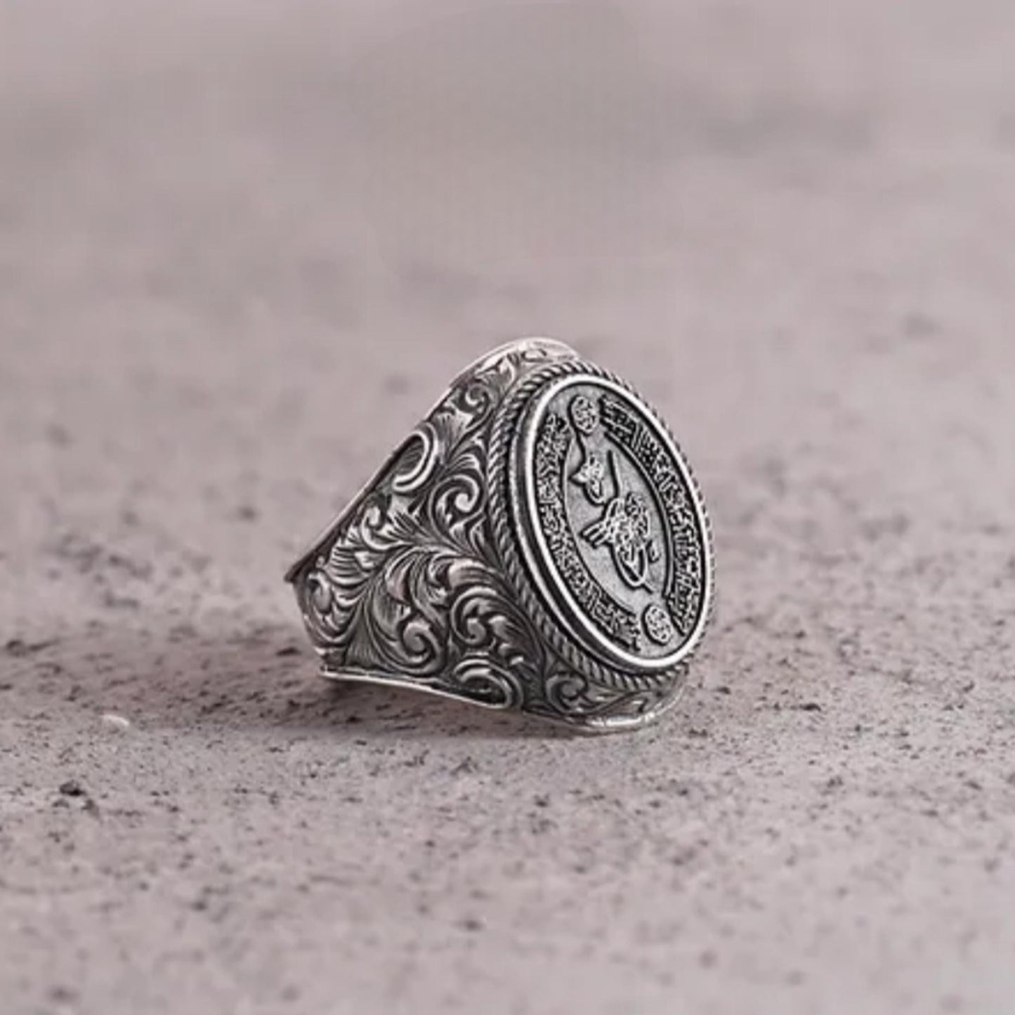 OttomanTughra Sterling Silver Ring with Arabic Dua