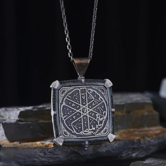 Khatmir Prayer Necklace 925 Silver Rotating Pendant Islamic