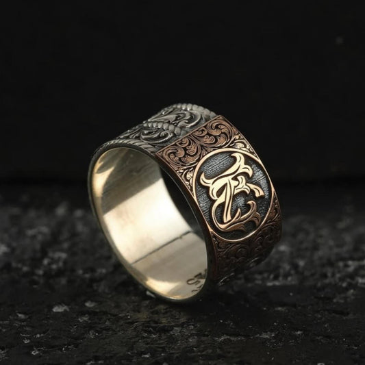 Personalized Two Letter Ring 925 Silver Twisted Band