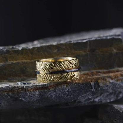 Feather Couple Rings 925 Sterling Silver Matching Bands OttomanHandmade His Her