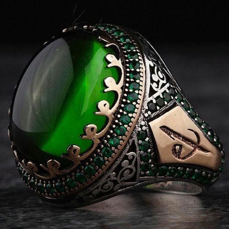 OttomanGemstone Ring 925 Sterling Silver Handmade Custom Engraving