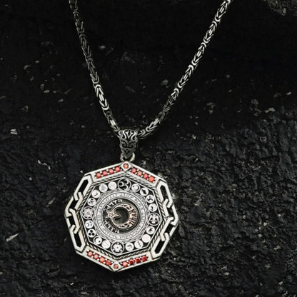 Turkish Medallion Necklace 925 Sterling Silver 16 Turkic States Oguz Khan Seljuk Eagle Grey Wolf Personalized Handmade