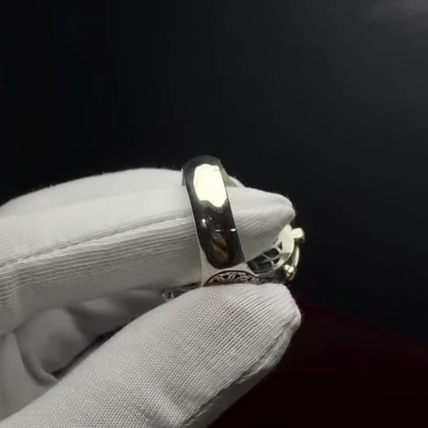 Türkisfarbener Ring aus Sterlingsilber mit Salomonssiegel – Religiöses Geschenk – Namensschmuck