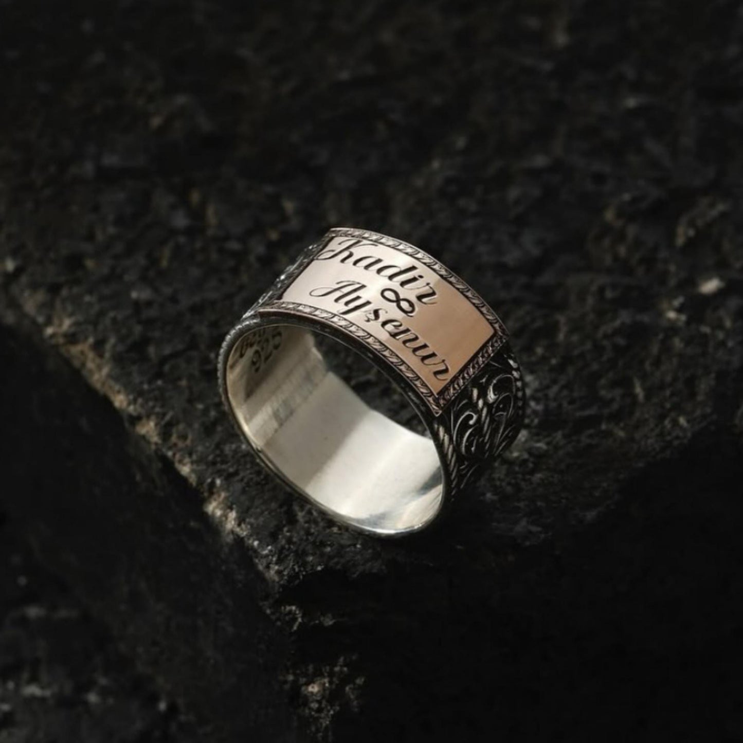 Personalized Name Ring 925 Silver Twisted Band Handmade