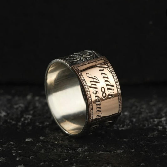 Personalized Name Ring 925 Silver Twisted Band Handmade