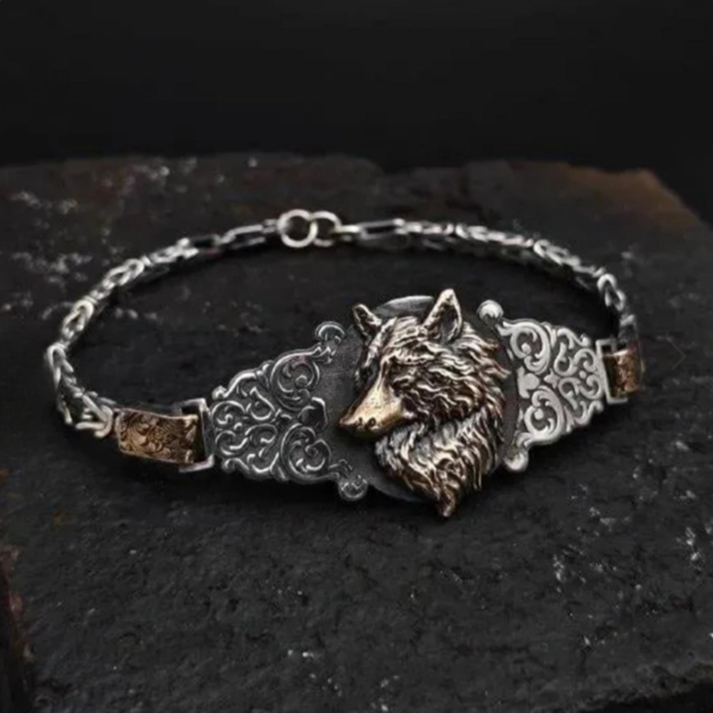 Wolf Head Bracelet 925 Sterling Silver Viking Warrior Personalized