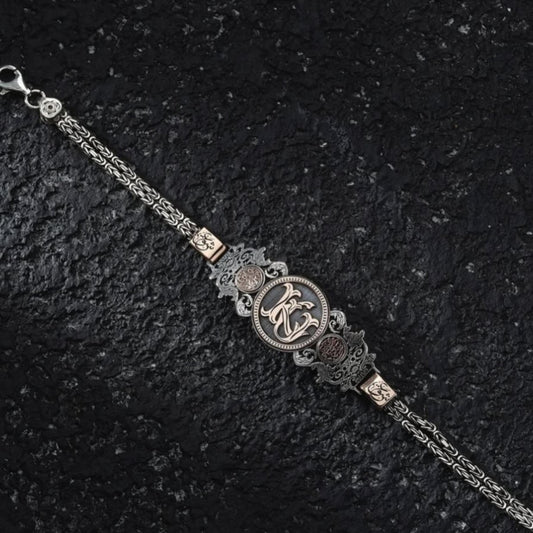 Personalized Silver Bracelet | Custom Monogram & Arabic Calligraphy | 925 Sterling OttomanBangle