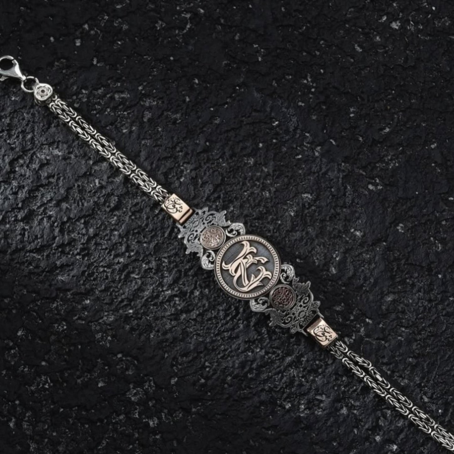 Personalisiertes Armband aus Sterlingsilber, individuelle Initialen, osmanisches Armband