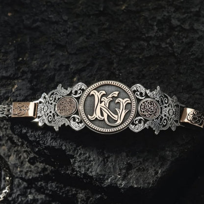 Personalisiertes Armband aus Sterlingsilber, individuelle Initialen, osmanisches Armband