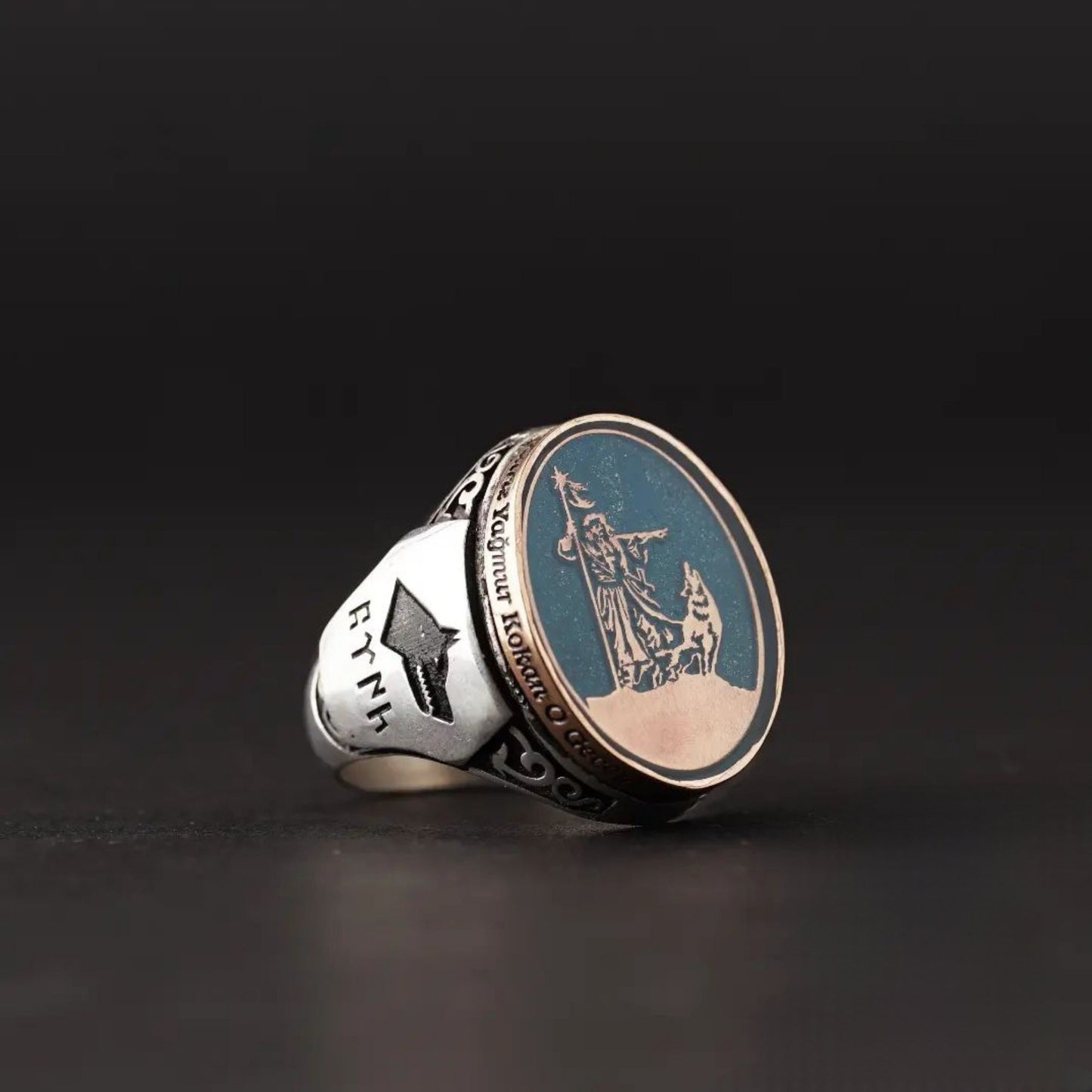 Kürşad & Bozkurt Ring – Göktürk Script | 925 Silver