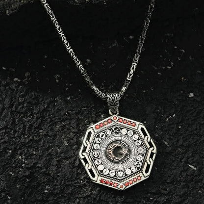 Turkish Medallion Necklace 925 Sterling Silver 16 Turkic States Oguz Khan Seljuk Eagle Grey Wolf Personalized Handmade