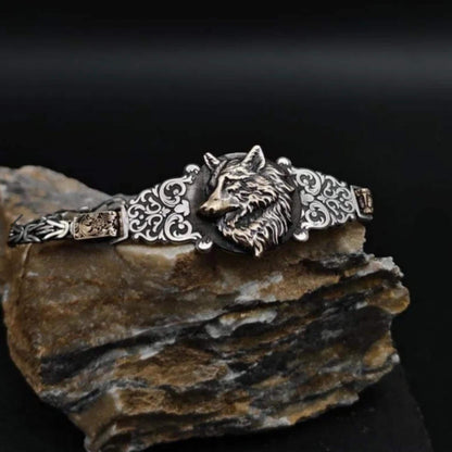 Wolf Head Bracelet 925 Sterling Silver Viking Warrior Personalized