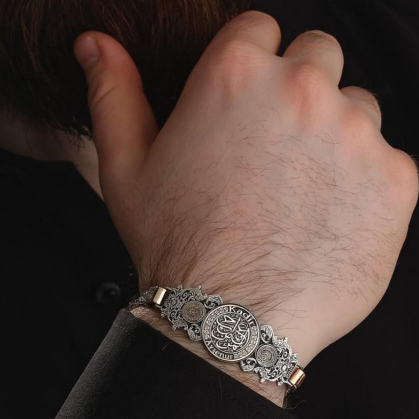 Kişi Sevdiğiyle Beraberdir Couples Bracelet 925 Sterling Silver Custom Arabic Engraved