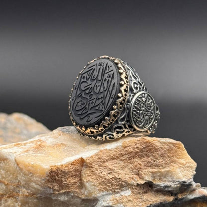 La Tahzen Agate Ring – 925 Sterling Silver Custom Engraved Men’s Ring