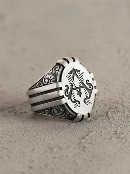 Monogram Claw Ring – Custom Engraving 925 Silver | Men's Ring