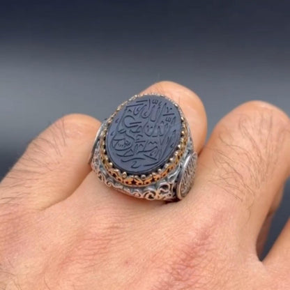 La Tahzen Agate Ring – 925 Sterling Silver Custom Engraved Men’s Ring