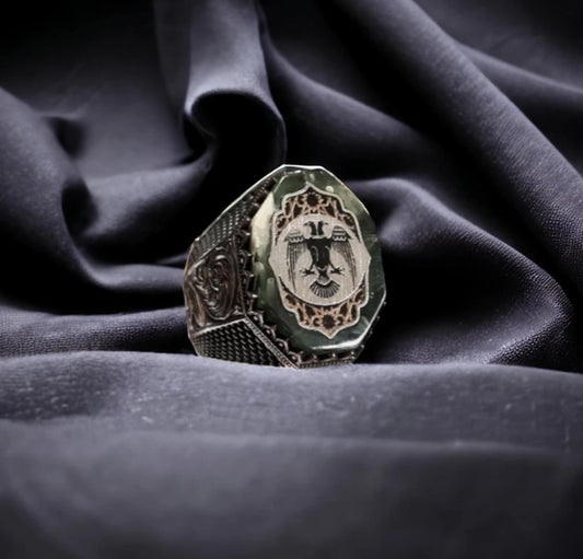 Double-Headed Eagle Ring – 925 Sterling Silver | Men's Ring