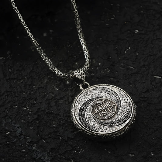 Rotating OttomanMedallion Necklace – Ayat al-Kursi 925 Silver | Islamic Jewelry