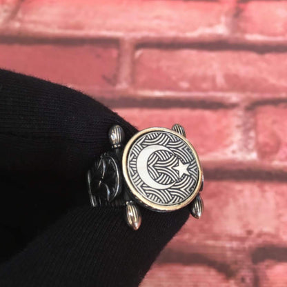Crescent & Star Ring – OttomanSeljuk 925 Silver | Men's Ring