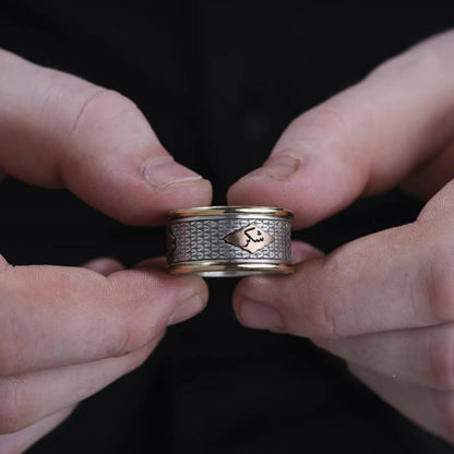 Shukr Sabr Drehring aus Silber | Personalisierter islamischer Kalligrafie-Ehering | Handgefertigter Schmuck