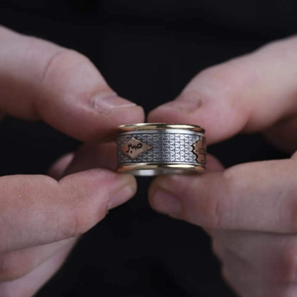 Shukr Sabr Drehring aus Silber | Personalisierter islamischer Kalligrafie-Ehering | Handgefertigter Schmuck