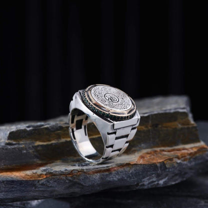 Ayat al-Kursi Ring – Watch Case Form 925 Silver | Islamic Men's Ring