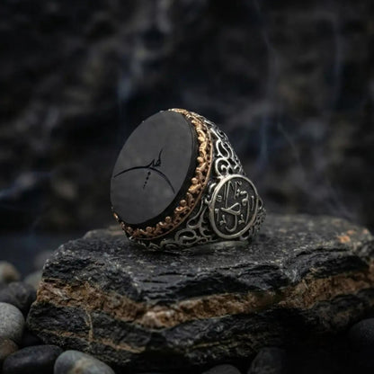 Black Agate Ring – Surah Az-Zumar Verse 9 | 925 Silver