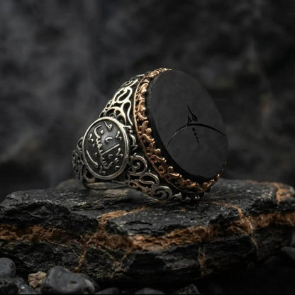 Black Agate Ring – Surah Az-Zumar Verse 9 | 925 Silver