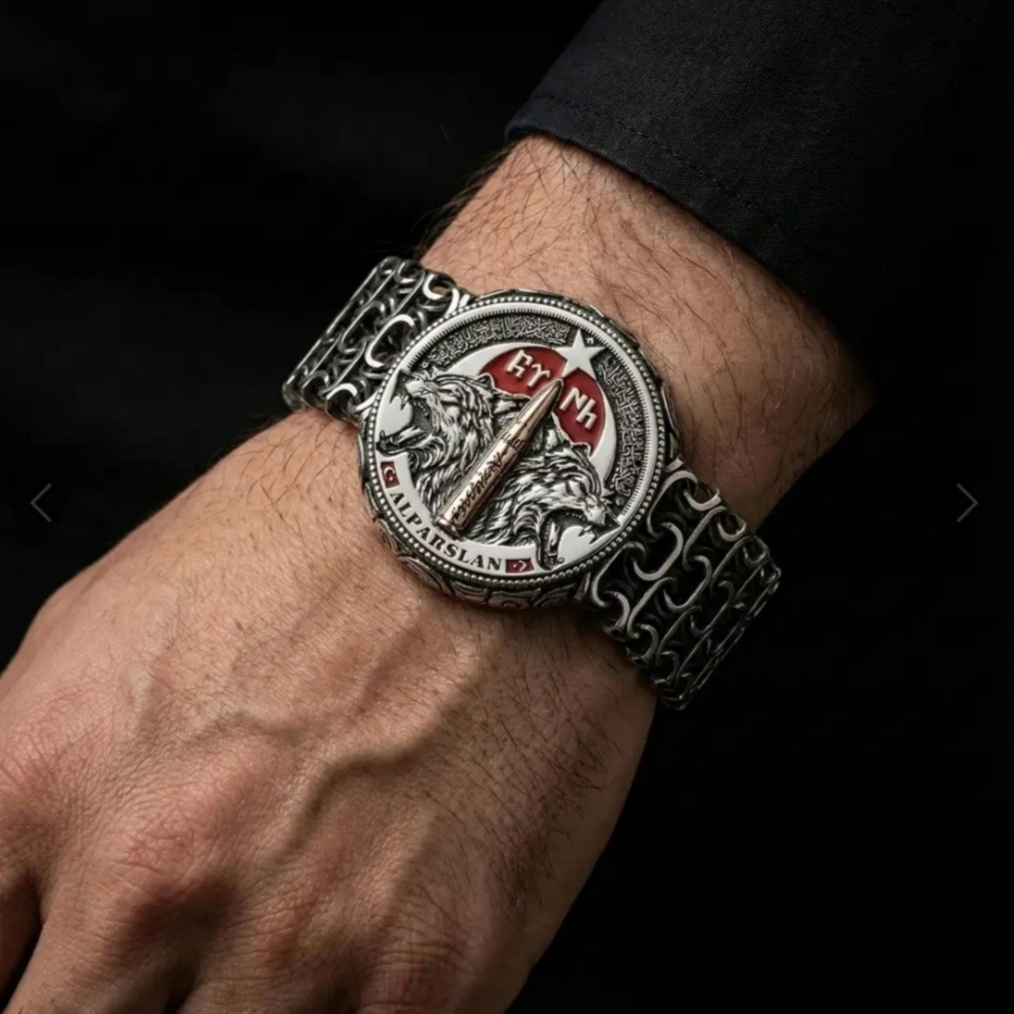 Bozkurt Wolf Bracelet – Göktürk Script & Name | 925 Silver