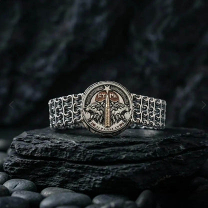 Bozkurt Wolf Bracelet – Göktürk Script & Name | 925 Silver