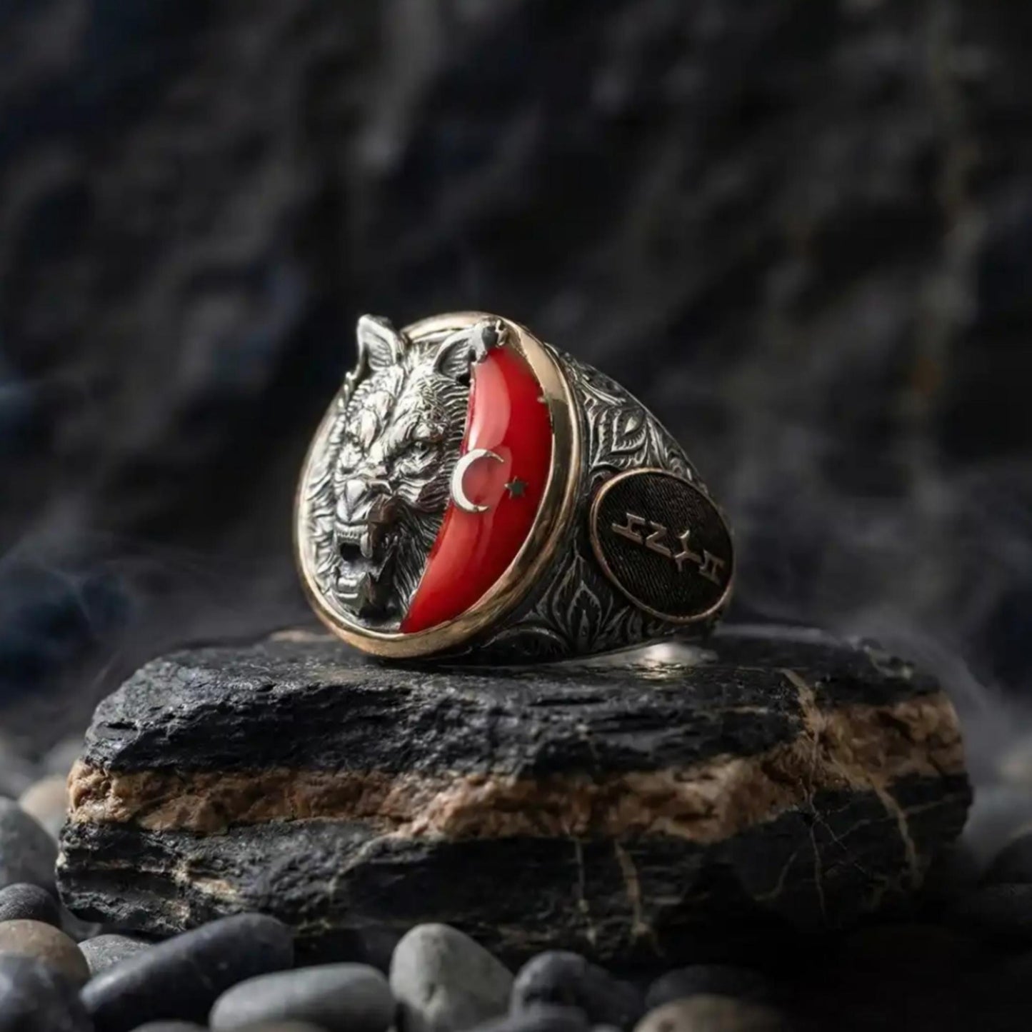 Bozkurt & Alparslan Ring – Göktürk Script | 925 Silver