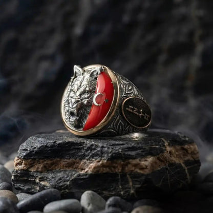 Bozkurt & Alparslan Ring – Göktürk Script | 925 Silver
