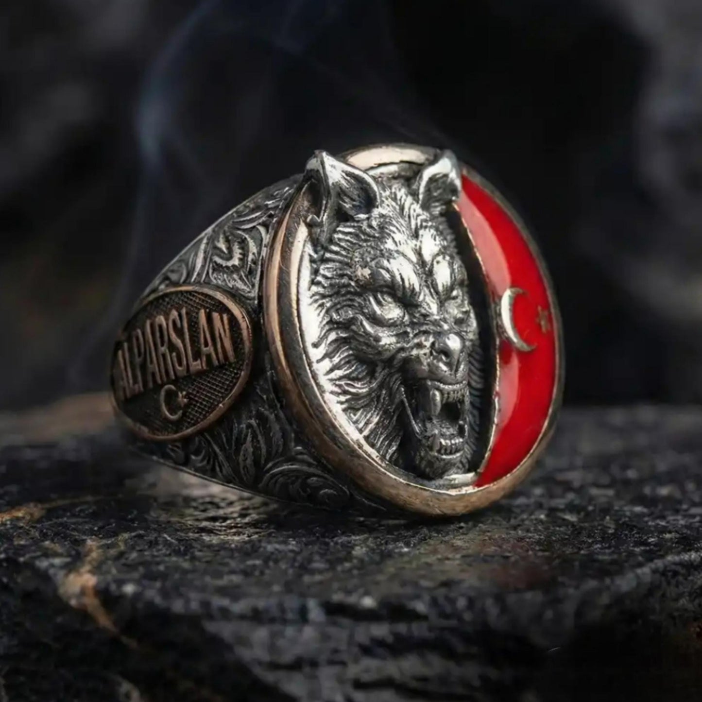 Bozkurt & Alparslan Ring – Göktürk Script | 925 Silver