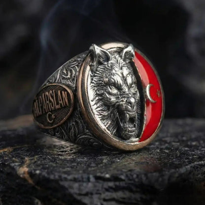 Bozkurt & Alparslan Ring – Göktürk Script | 925 Silver