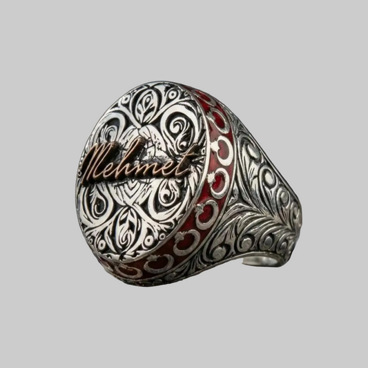 Crescent Star Ring 925 Silver Personalized Name Handmade